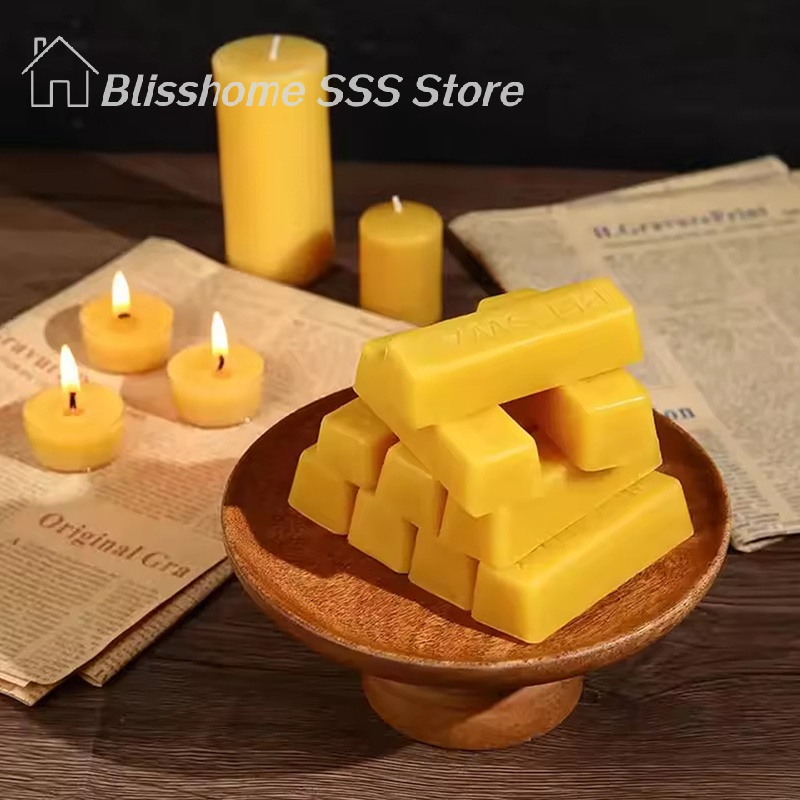 Candle Making Raw Material - 【S】4/8Pcs Pure Beeswax Blocks, Space-Saving First-Class