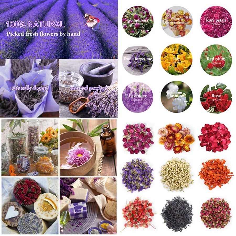 Candle Making Kit - 9 Bags Dried Flowers,100% Natural Dried