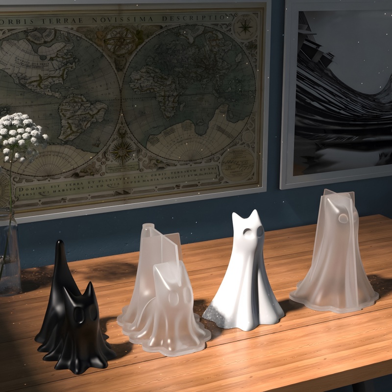 Ghost Cat Halloween Desktop Or - Candle Making Ideas reseña y precio