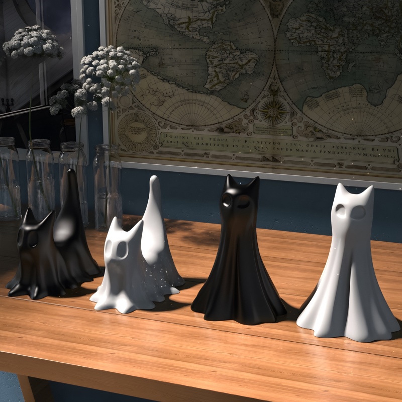 Ghost Cat Halloween Desktop Or - Candle Making Ideas reseña y precio