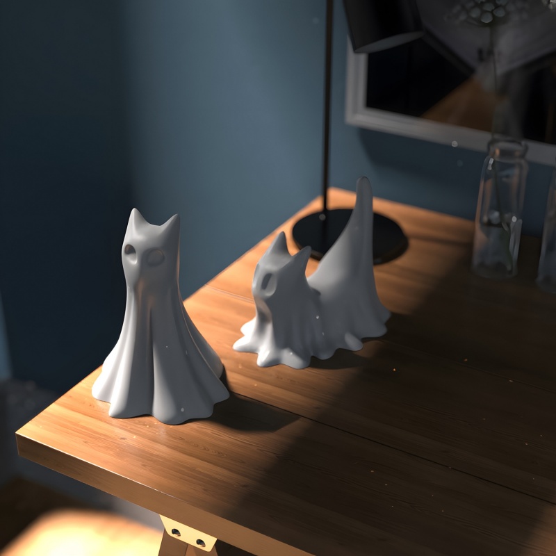 Ghost Cat Halloween Desktop Or - Candle Making Ideas reseña y precio