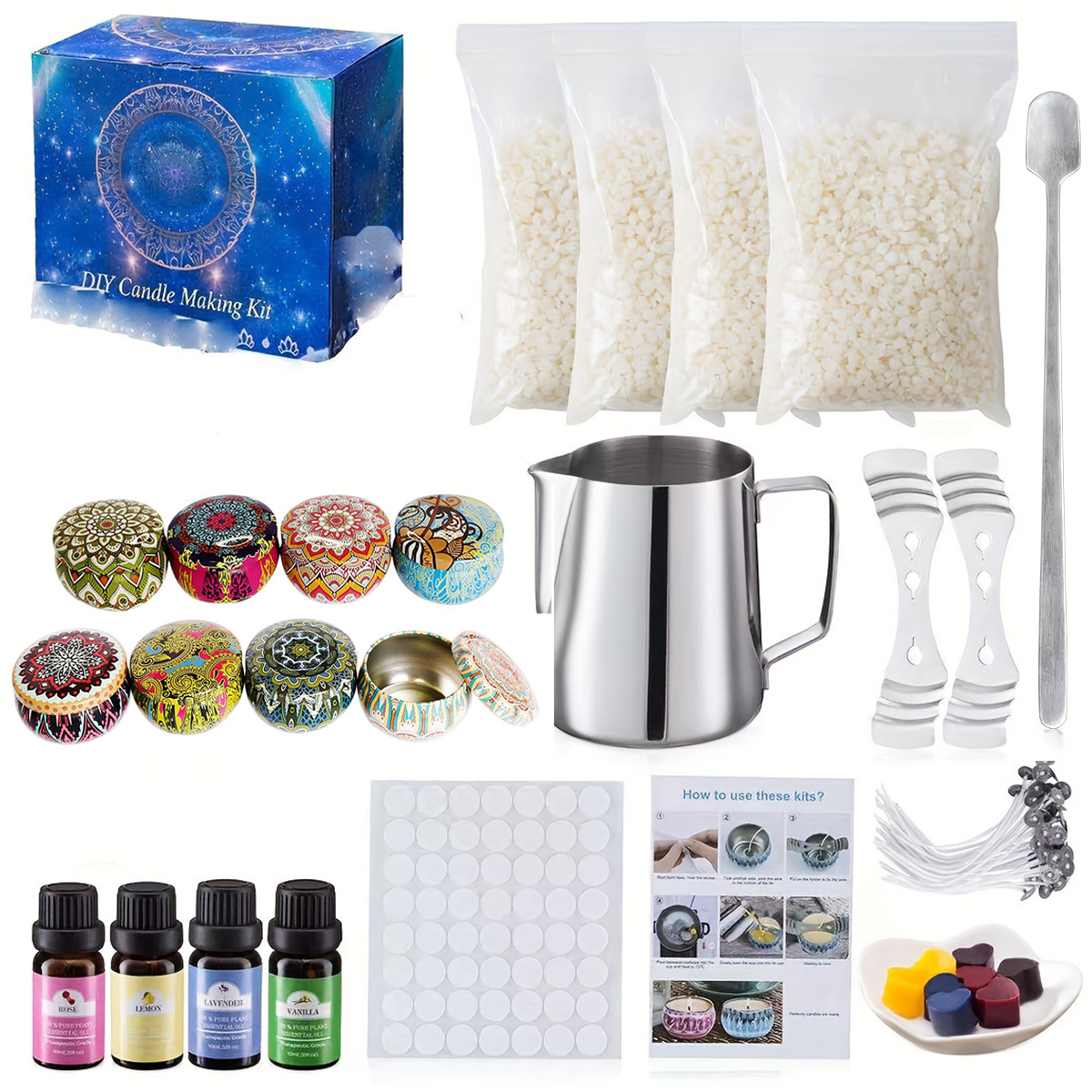 Kaleidoscope-Style Jar Essenti - Candle Making Kit For Beginners reseña y precio