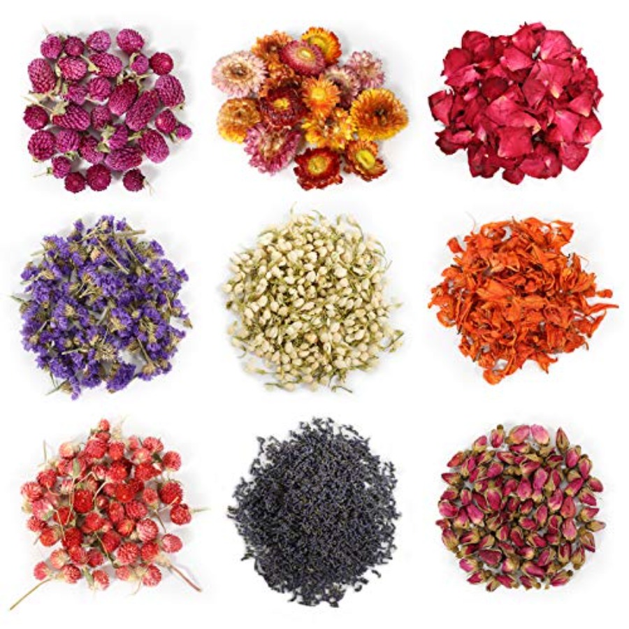 9 Bags Dried Flowers,100% Natu - Candle Making Kit reseña y precio